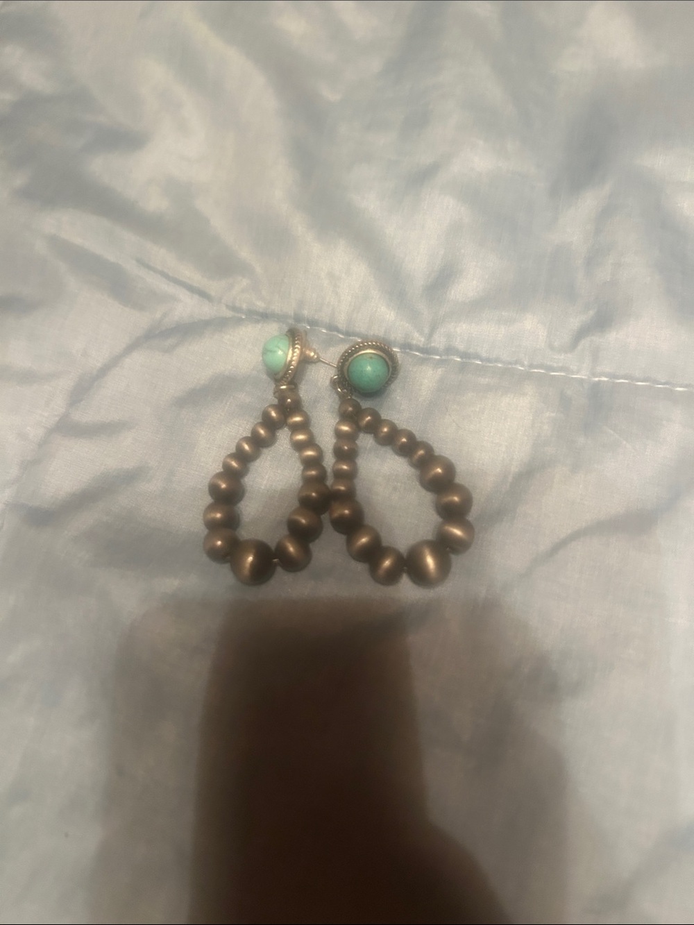 Turquoise and Bronze Bead Teardrop Earrings - Women Jewelry